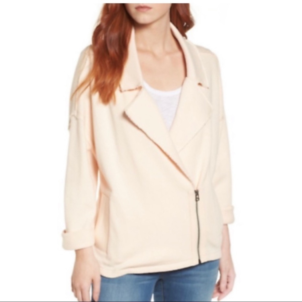 Caslon Front Zip Raw Hem Knit Cardigan